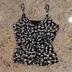 White House Black Market Black, White and Beige Animal Print Camisole